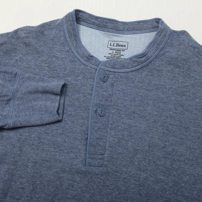 Camisa LL Bean Henley Para Hombre Grande Azul Lana Algodón Térmica Manga Larga Tradicional Foto 1 de 4