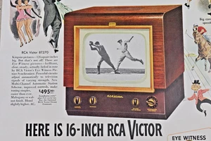 50er Jahre RCA Victor Eye Witness Fernsehen Vintage doppelseitige Druckwerbung - Bild 1 von 5