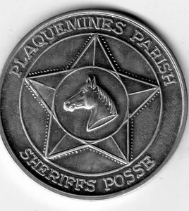 Mardi Gras Doubloon: Sheriffs Posse Plaquemines 1973 Aluminum Type 2 - Picture 1 of 2