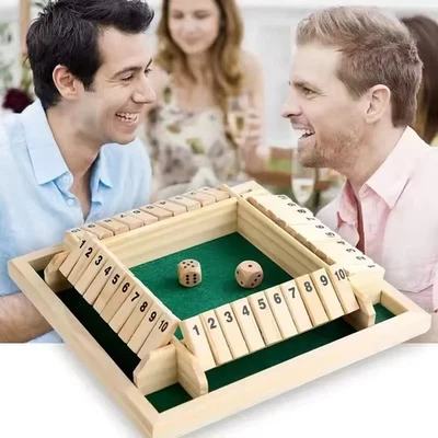 4 Players Shut The Box Wooden Traditional Pub Dice Family Kids Childrens Game UK - Image 1 of 4