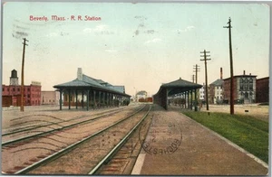 BEVERLY MA RAILROAD STATION RAILWAY DEPOT ANTIQUE POSTCARD - Picture 1 of 2