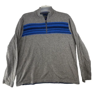 Suéter Eddie Bauer Para Hombre Talla L Gris Azul Rayas 1/4 Cremallera Mezcla Lana Exterior - Imagen 1 de 11