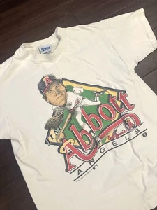 Camiseta Para Hombre Vintage California Angels Jim Abbott MLB Grande Hecha en EE. UU. Salem - Imagen 1 de 7