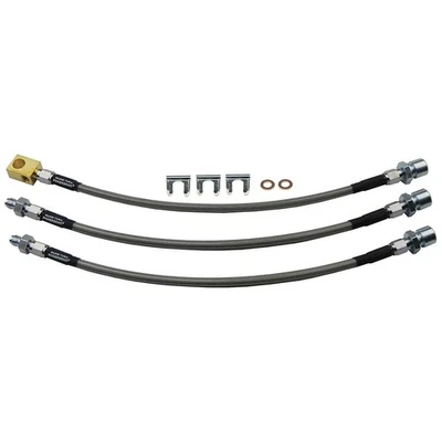 Stainless Braided Brake Hose Kit Drum Brakes 1959-66 Jeep CJ5 3pc - Image 1 of 4
