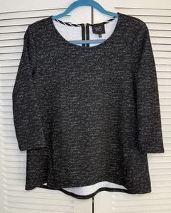 Maglione pullover W5 Anthropologie nero erica maglione camicia zip posteriore taglia M made in USA - Foto 1 di 8