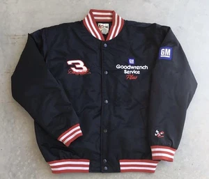 Vintage Dale Earnhardt Jacket Size XL Black Satin Bomber Chase Authentics 90s GM - Picture 1 of 10