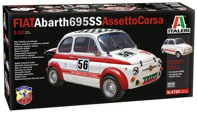 Italeri 4705 1:12 Fiat Abarth 695 SS/Assetto Corsa Model Building Kit, Unlackier - Immagine 1 di 4