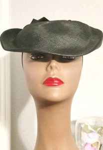 Mr. Charles Vintage Black Fascinator Straw Hat - Picture 1 of 5