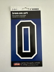 SEI Flocked Transfer 5 inch Number 0 Iron-on Art 885558 varsity athlete Black - Picture 1 of 2