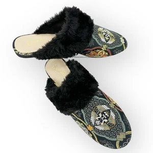 SEYCHELLES In Your Dreams Neu im Karton schwarze Brokat-Pantolette - Größe 6,5 altes Geld asiatisch - Bild 1 von 8