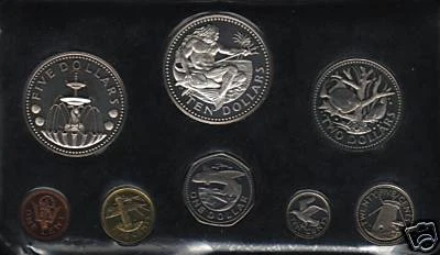 BARBADOS 1 5 10 25 1 2 5 10 DOLLARS 1973 x 8v COIN SILVER PROOF CARIBBEAN MONEY - Image 1 of 3