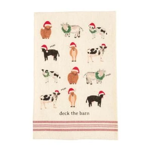 Mud Pie Home DECK THE BARN Farm Farmhouse Barnyard Animal Hand Towel - Picture 1 of 1