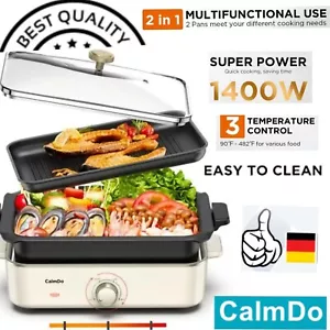 Grillpfanne 2 IN 1 Multifunctional Schnell Warm Elektro Pfanne Topf 220V Calmdo - Bild 1 von 15