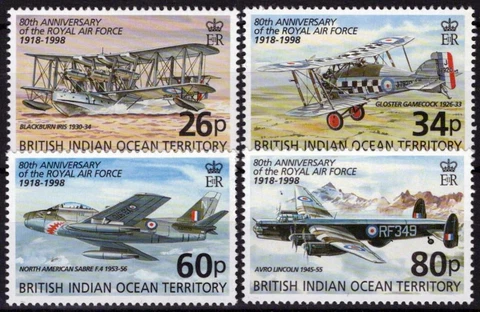 ZAYIX Br Indian Ocean Territory BIOT 198-201 Royal Air Force Anniv 041123S172 Cover