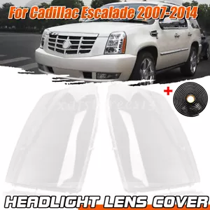 Pair Front Headlamp Cover Headlight Lens+Sealant For Cadillac Escalade 2007-2014 - Bild 1 von 13