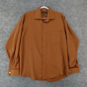 Stacy Adams Shirt Men 15-15.5 34/35 Long Sleeve Button Up Orange Striped - Picture 1 of 11