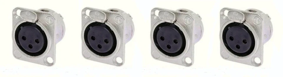 (PAQUETE DE 4) NEUTRIK NC3FD-L-1 3 PINES XLR hembra tipo D montaje en panel - níquel Foto 1 de 1