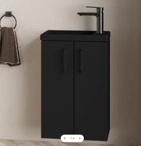 Banyetti Mino 400 mm Wandgarderobe Waschtischunterschrank - Mattschwarz - UVP - 399€ - Bild 1 von 5