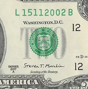 NOV 15 2002 Birthday Note Fancy Serial Number Two Dollar Bill - Picture 1 of 11