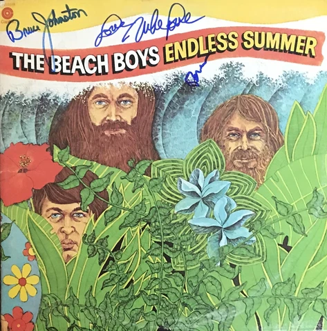 Beach Boys Signed Album Brian WIlson Mike Love Bruce Johnston Autographed Vinyl Cover