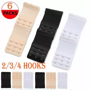 6-Packs Hook Ladies ELASTIC Bra Extender Strap Extension Underwear Strap Belt - Picture 1 of 15