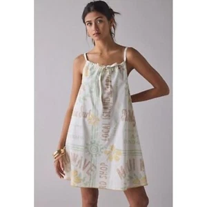 NWT Urban Outfitters BDG Eva Tie-Front Ruched Strap Trapeze Mini Dress M Yellow - Imagen 1 de 12