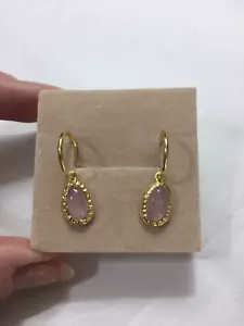 GAEA Gold Plated Sterling Silver 925 Rose Quartz Stud Earrings NEW π» - Picture 1 of 8
