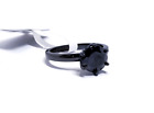 Jeulia Solitaire Black Round Cut Sterling Silver Promise Ring Sz 6.5