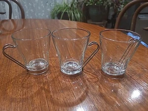 Set Of 3 Bormioli Rocco Cappuccino Coffee Tea Cups Stainless Handle - Picture 1 of 2