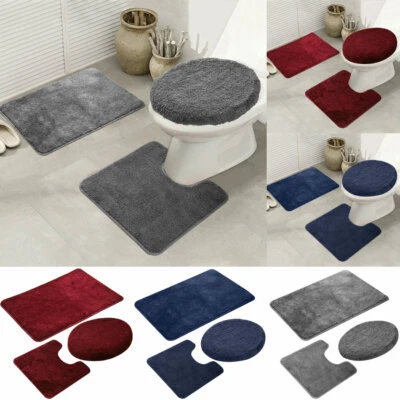 3Teilig Badgarnitur Badezimmer Matte Set Dusch Bade Matte Vorleger Teppich - Bild 1 von 4