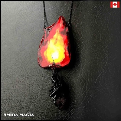 Gothic Necklace Magic Talisman Amulet Pendant Fire Element Custom Jewellery Goth - Image 1 of 4