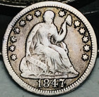 1847 Seated Liberty Half Dime 5C Ungraded 90% Silver US Coin CC21871