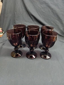 Set Of 6 Libbey Amethyst Purple Gibralter DuraTuff Iced Tea Glasses Goblets - Picture 1 of 8