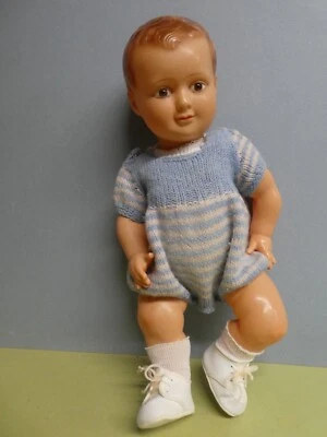 Poupée ancienne: Craquant "Invincible" Petitcollin 40 cm yeux verre. - Photo 1/4