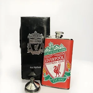 Liverpool FC 4oz Leather Hip Flask & Funnel (LIV660) - Picture 1 of 4