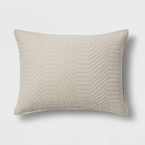 Standard Geo Stitch Sham Gray + Nate Berkus - Project 62 - Picture 1 of 3
