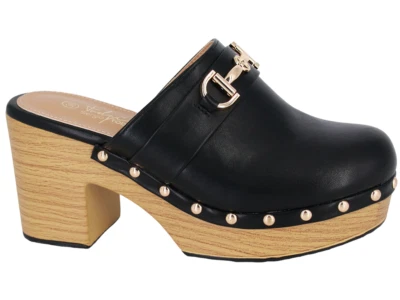 SCHWARZE SLIP-ON-SCHUHE FÜR DAMEN SANDALEN MIT HOLZSOHLE - Bild 1 von 4