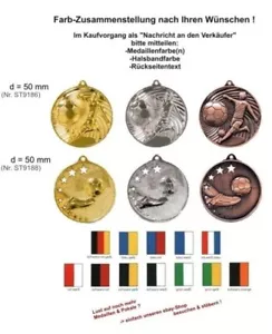 25 Stk.Relief Fussball Medaillen (50mm) nach Wahl mit Band & Text ab 29,95 EUR - Bild 1 von 3