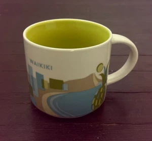 Tazza caffè Starbucks 2015 Waikiki Hawaii collezione You Are Here YAH verde blu - Foto 1 di 4