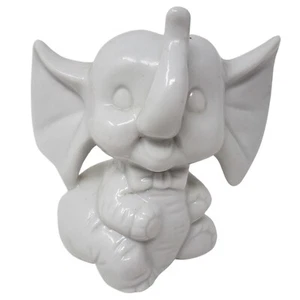 Vtg Edsin ? Porcelain White Baby Elephant Bowtie Big Flying Ears Japan 3in - Imagen 1 de 12