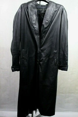 JACUELINE FERRAR womens size 14 UT black long sleeve button up leather long coat - Image 1 of 2