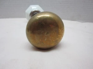 Vintage Set of 3 Door Knobs Brass Glass & Porcelain - Picture 1 of 7