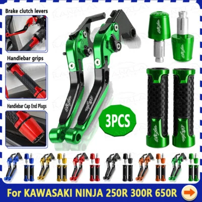 For KAWASAKI NINJA 250R 300R 650R Handle Grips Caps Brake Clutch Levers New Foto 1 de 4
