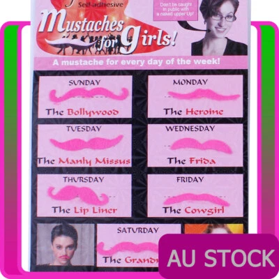 Womens Pink Fake Mustache Party Moustache Costume Self Adhesive Ladies Girls - Image 1 of 2