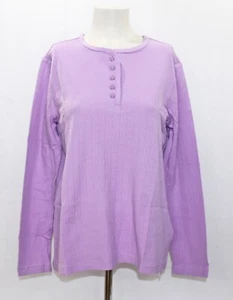 BLAIR L/S Pointelle Button Henley Top, Size M, Lupine, NEW!! - Picture 1 of 3