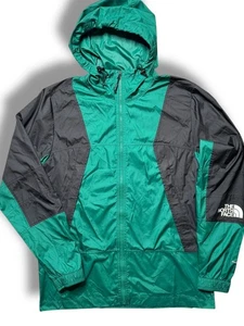 The North Face Men’s Windbreaker Jacket M Green Black Hooded WindWall Outdoor - Picture 1 of 12