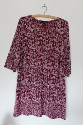 Marisota Wine and Cream Print Tunic Top Size 18 Soft Fabric, 3/4 Sleeve - Image 1 of 2