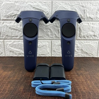 HTC VIVE Pro VR Wireless Controller X 2 Genuine HTC Charger Cables TESTED CLEAN - Image 1 of 4