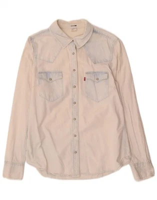 LEVI'S Womens Denim Shirt UK 16 Large Blue Cotton BI23 Foto 1 de 3