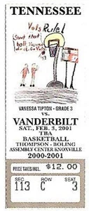 VANDERBILT COMMODORES @ TENNESSEE FREIWILLIGE ~ 2001 Basketball-Ticket ~ KOSTENLOSER VERSAND - Bild 1 von 1